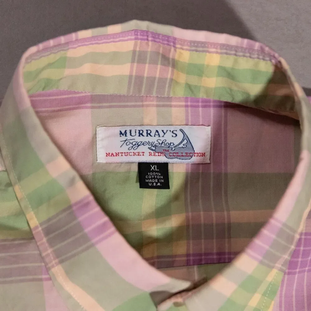 Murray's Toggery Shop Nantucket Reds Plaid Button L/S Shirt Men's XL USA Made - Picture 2 of 5
